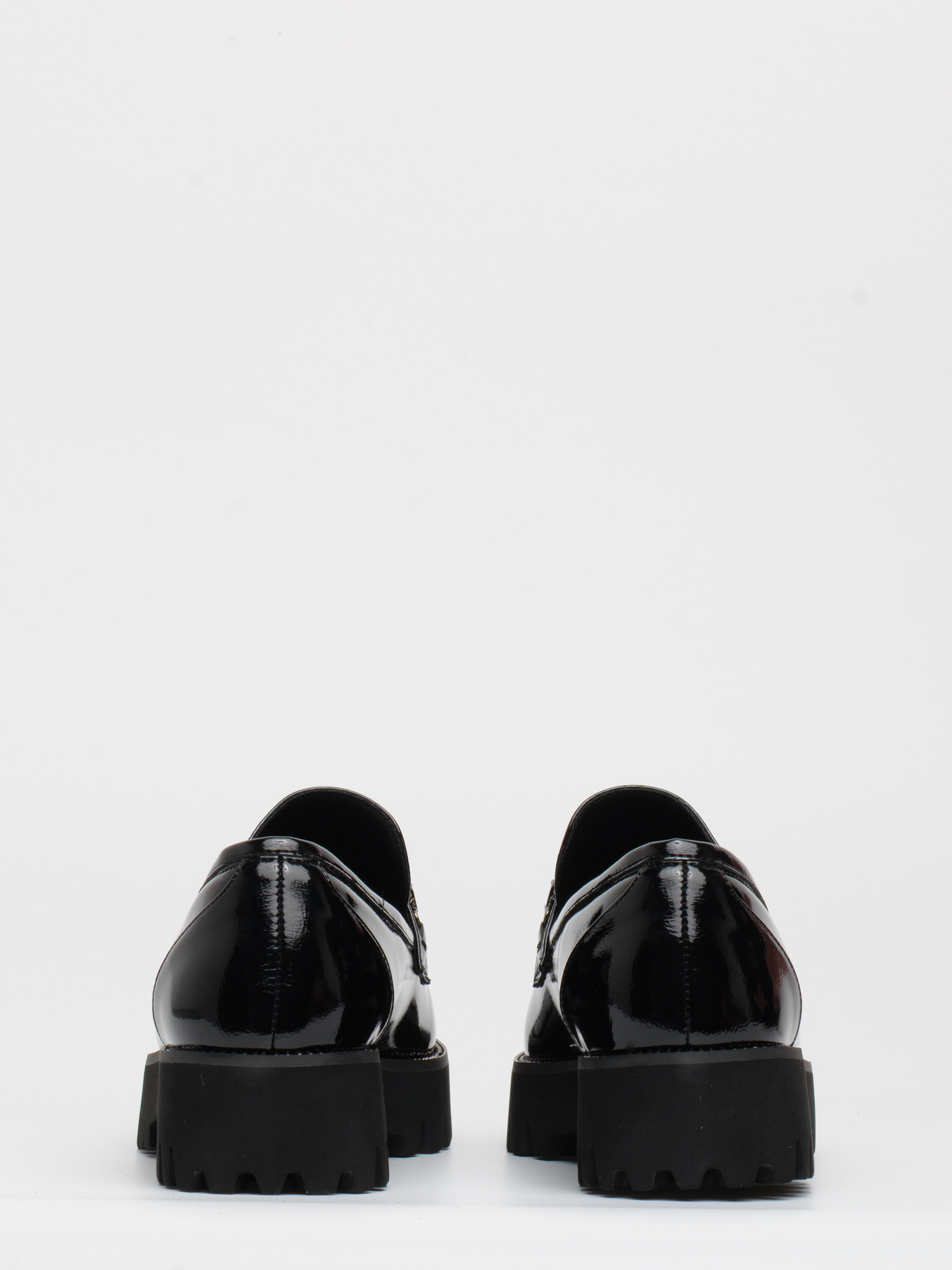 Mocassino Platform in Vernice Nera con Pietre Ornamentali